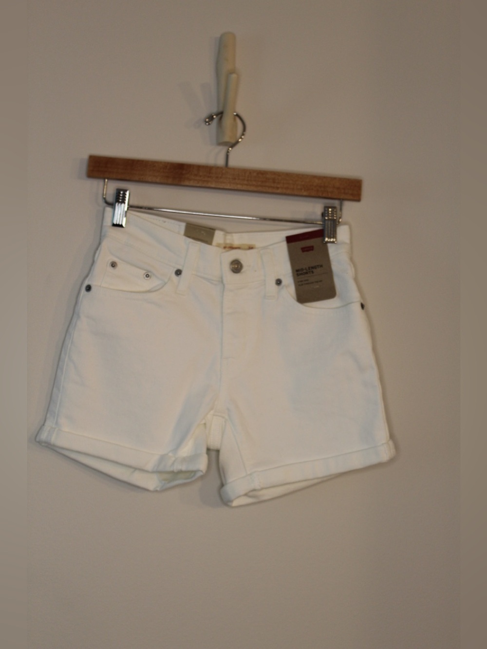 Levi’s Women's White Denim Roll-Hem Shorts